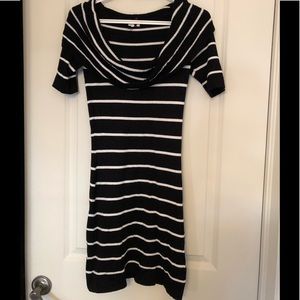 Black and white stripe sweater dress